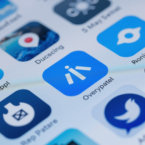 小程序二维码，蓝色渐变背景，中心显示印刷未来小程序图标，周围有微信小程序标识，圆角设计